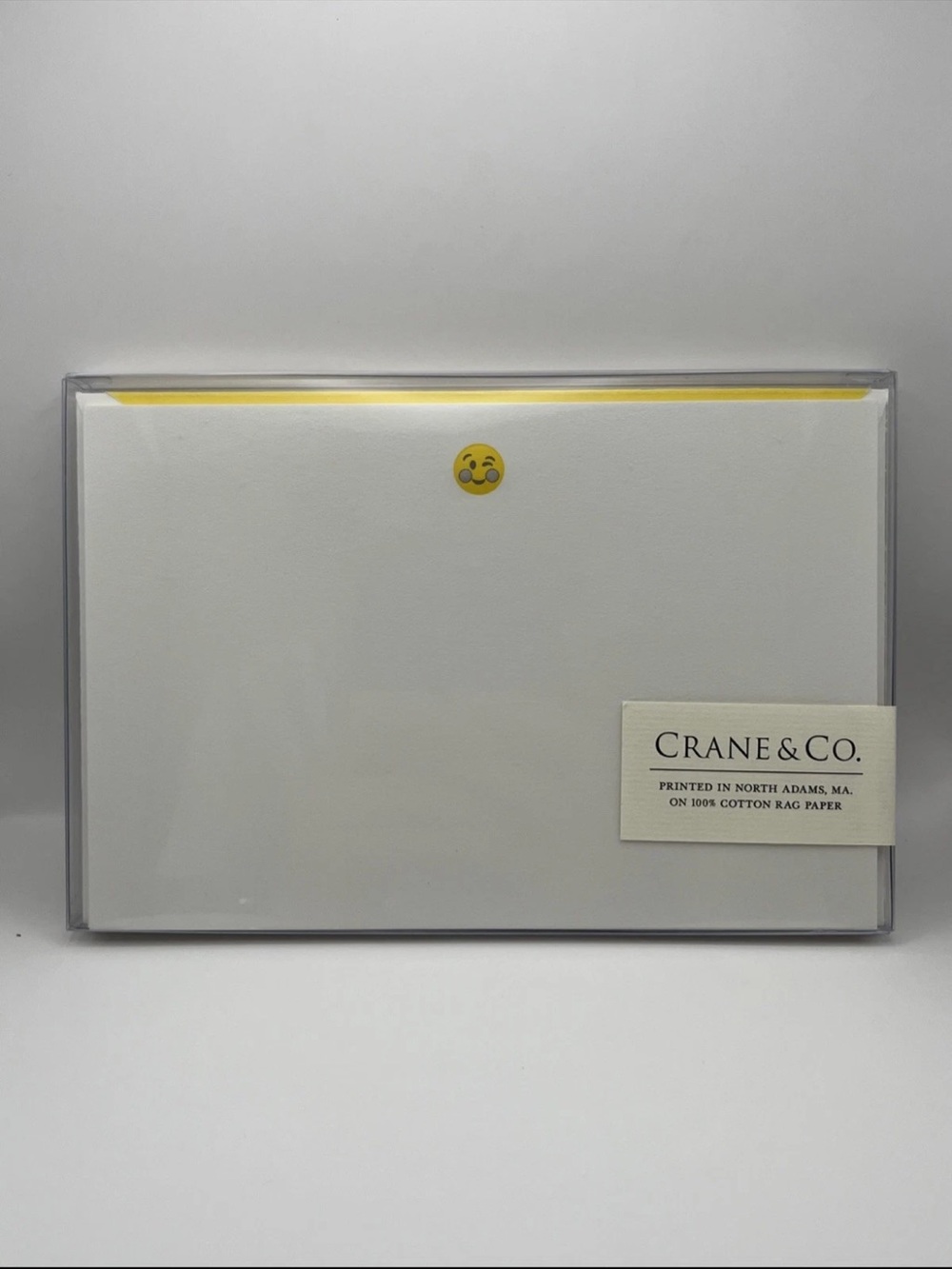 Crane & Co Engraved 😉 Emoji Notecards & Lined Lemon Yellow Enveloped, 6ct, New